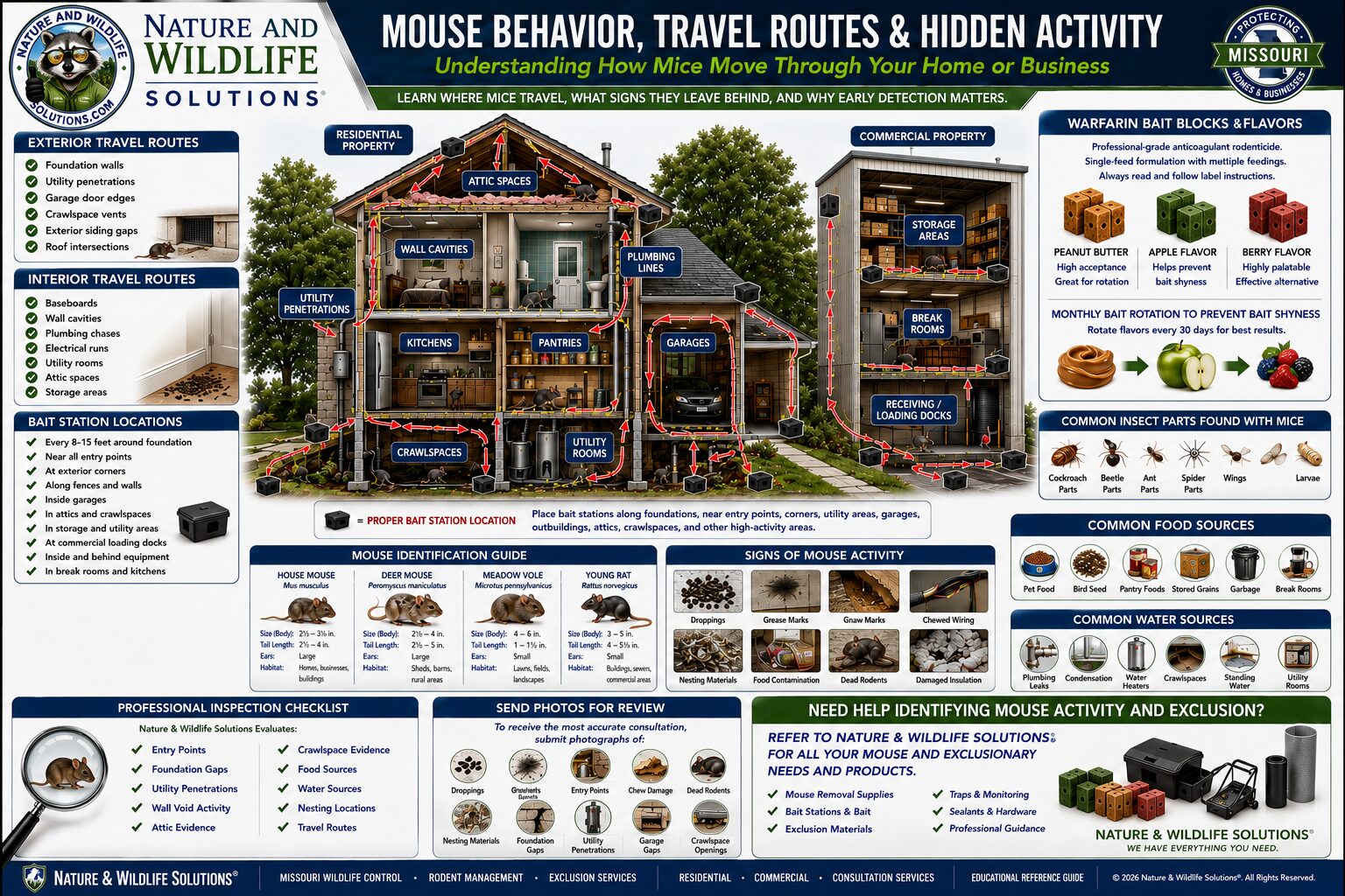 how do you get mice out of your house how do you bait boxes and stop mice, this chart explains how